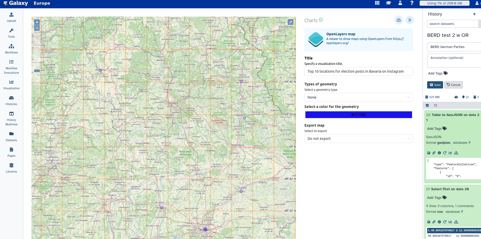 Map visalising top 10 locations of election posts