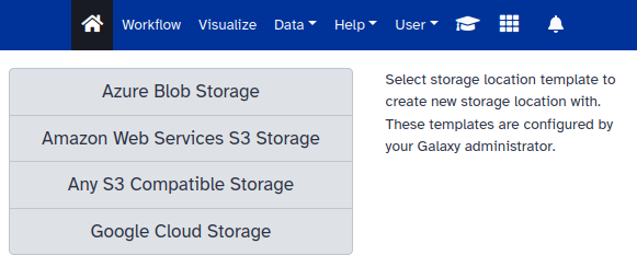 Connect Galaxy with cloud storage.