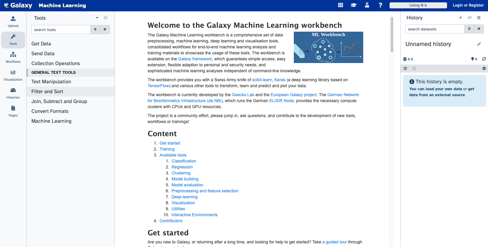 Machine Learning and AI dedicated interface in Galaxy