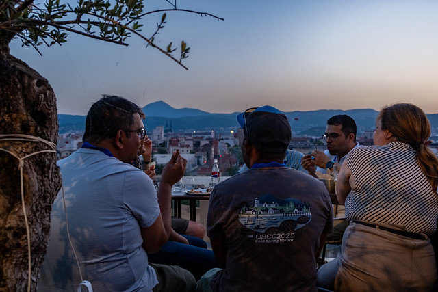 GCC2026 attendees talking during the conference dinner in Clermont-Ferrand.