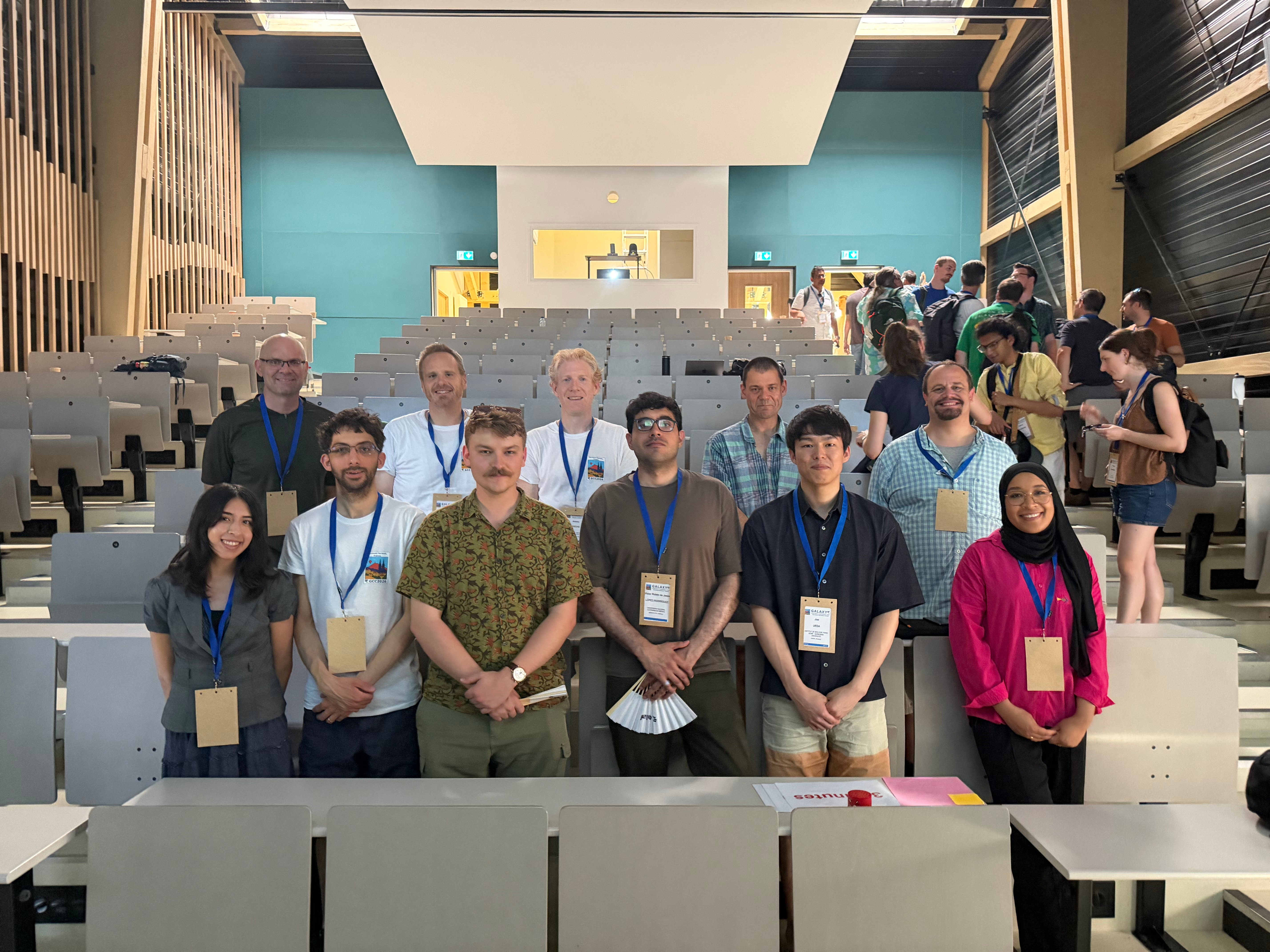 GCC2026 scholarship and fellowship awardees standing together with organizers and community members.