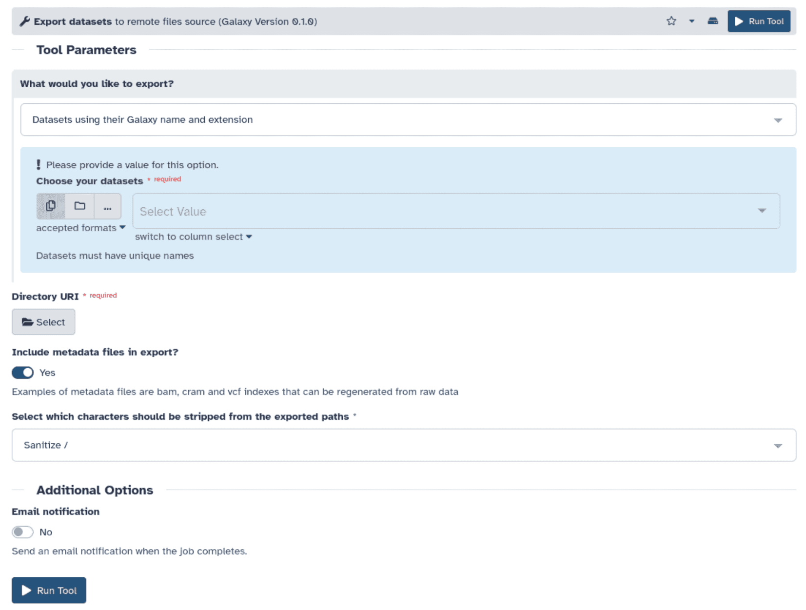 Dataset export tool