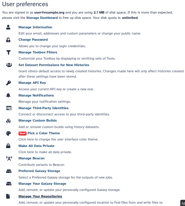 User preferences