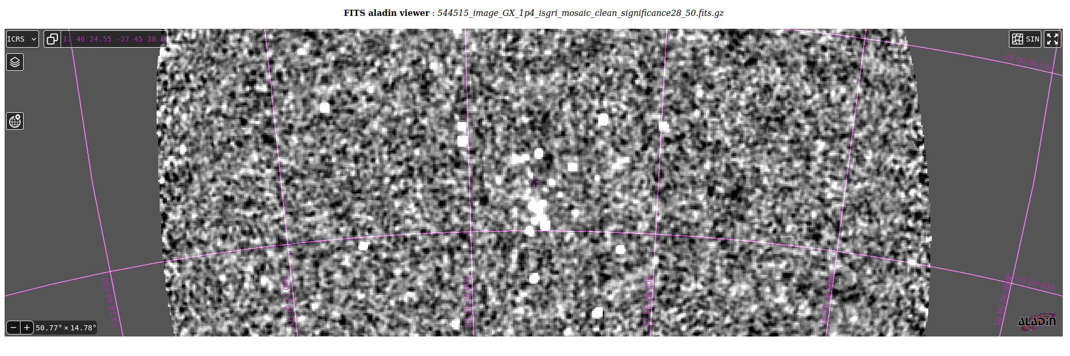 Example of visualization of a mosaic using the Aladin tool