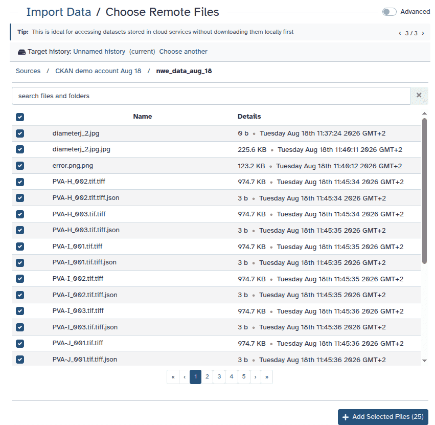 Import CKAN Datasets into Galaxy